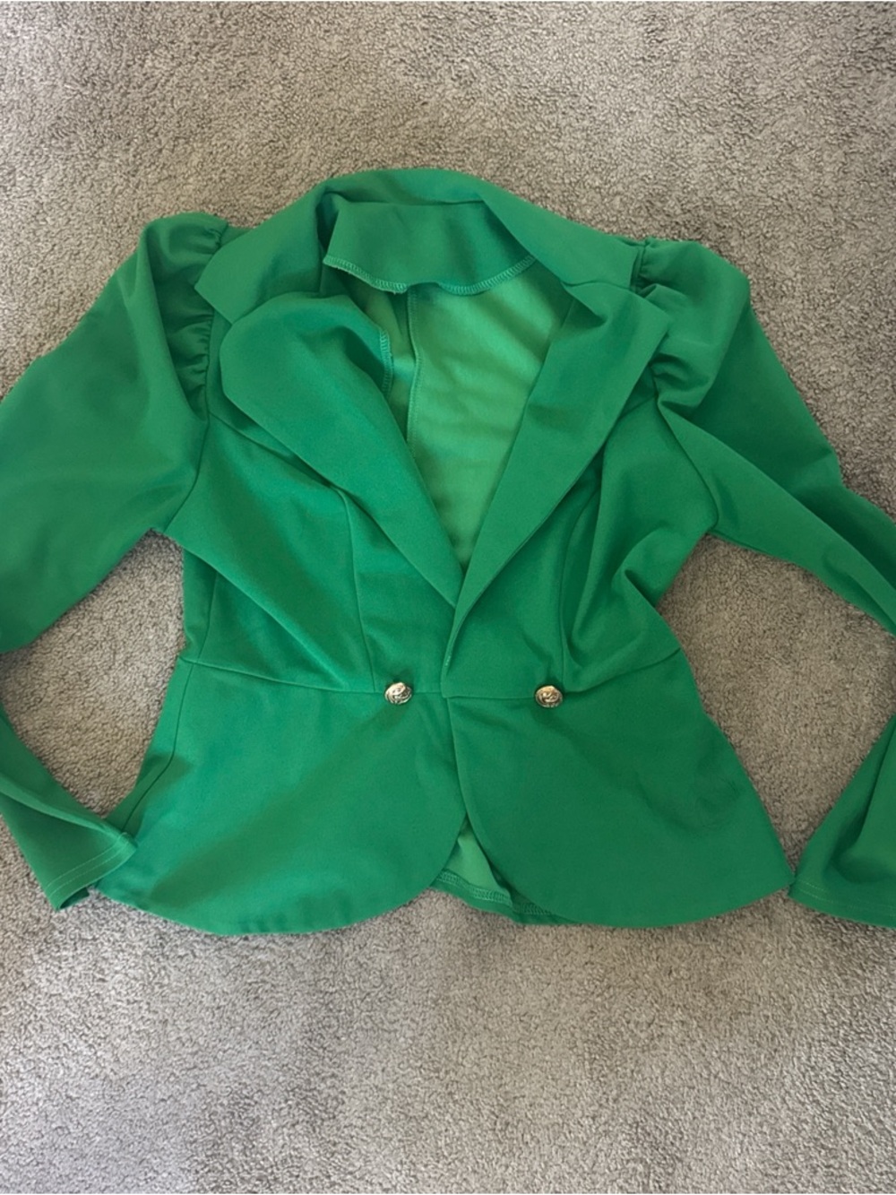 SHEIN Emerald Green Tailored Blazer with Gold Buttons